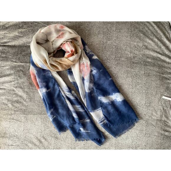 Tie Dye Animal Print Face Peach Blue Rectangle 36" x 70" - Picture 5 of 5